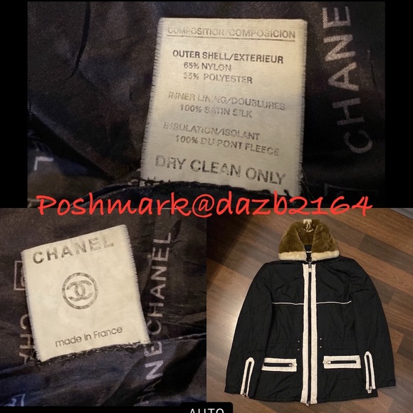 CHNEL  France Made Vintage Fur Collar Black White Jacket Size XL - Picture 9 of 15